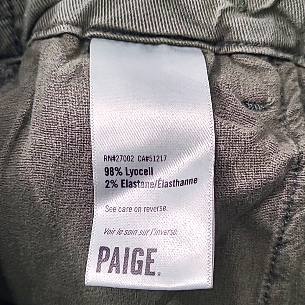 Paige Olive Green Jogger Pants Size 26 Stretch Tapered Casual Loungecore Y2K - Picture 14 of 15